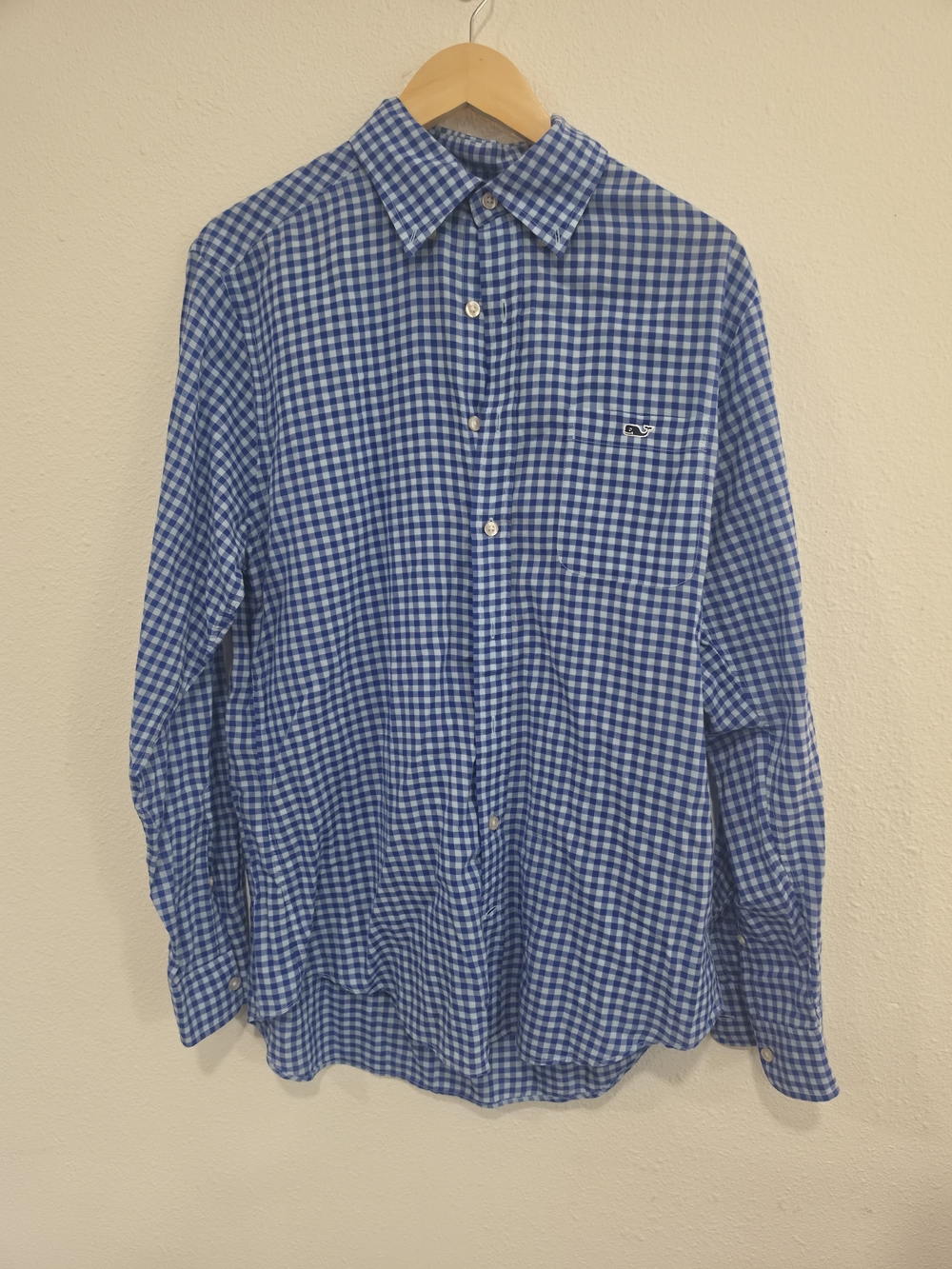 Vineyard Vines Men Slim Fit Tucker Shirt Blue Gingham Check Whale Logo M - Picture 3 of 10